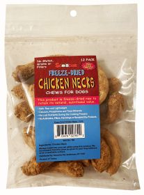 12 Pack Freeze Dried Chicken Necks In a Zip Lock Peggable Bag