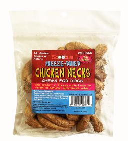 25 Pack Freeze Dried Chicken Necks In a Zip Lock Peggable Bag with UPC