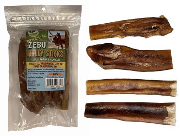 ZEBU Bully Sticks 6 Inch 4 Pack In Zip Lock Bag With Color Stickers