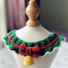 Green Red Handmade Crochet  Collar for Dogs