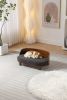 Scandinavian style Elevated Dog Bed  Walnut wood, dark grey cashmere.