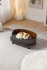 Scandinavian style Elevated Dog Bed  Walnut wood, dark grey cashmere.