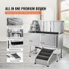 VEVOR 50" Pet Dog Bathing Station w/Ramp, Professional Stainless Steel Dog Grooming Tub w/ Soap Box, Faucet,Rich Accessory, Dog Bathtub for Large,Medi
