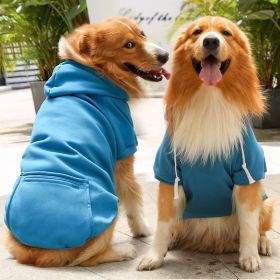 Plaid Dog Hoodie Small Medium Dogs (colour: Big dog zipper pocket sweater lake blue, size: XS (chest circumference 32, back length 20cm))