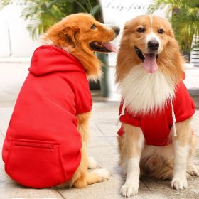 Plaid Dog Hoodie Small Medium Dogs (colour: Big dog zipper pocket sweater pure red, size: 3XL (chest circumference 70, back length 55cm))