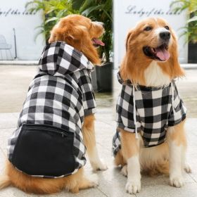 Plaid Dog Hoodie Small Medium Dogs (colour: Zipper pocket coat black and white, size: S (chest circumference 37, back length 25cm))