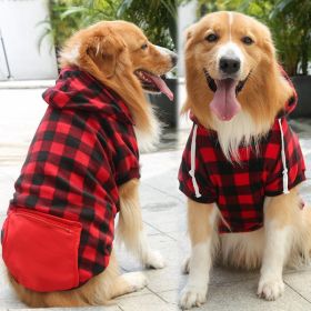 Plaid Dog Hoodie Small Medium Dogs (colour: Zipper pocket coat with red and black plaids, size: XL (chest circumference 52, back length 40cm))