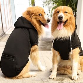 Plaid Dog Hoodie Small Medium Dogs (colour: Big dog zipper pocket sweater black, size: S (chest circumference 37, back length 25cm))