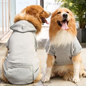 Plaid Dog Hoodie Small Medium Dogs (colour: Big dog zipper pocket sweater grey, size: S (chest circumference 37, back length 25cm))