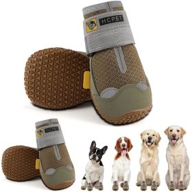 Dog Boots for Small Medium Large Dogs (Color: Khaki-Grey, size: #4 (width 1.96 inch) for 36-43 lbs)
