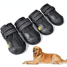 Dog Boots; Waterproof Dog Shoes; (Color: Black, size: Size 8)