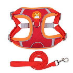 Dog Harnesses and leash set (Specification (L * W): L, colour: red)