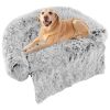 Gray Plush Calming Dog Couch Bed